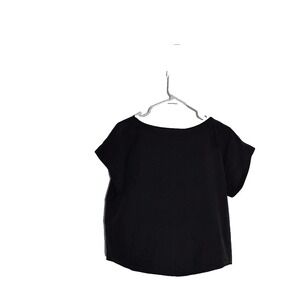 Eileen Fisher Top Womens XS Black Round Neck Boxy Short Sleeve Pullover Capsule